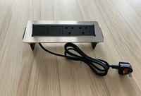 Prise de courant escamotable 250V 13A norme britannique en aluminium avec charge rapide Type-C, 2 prises CA, indice IP20, câble de 1,5 m