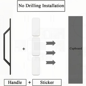 Juego de 2 tiradores autoadhesivos para puertas correderas, sin perforación, diseño industrial moderno, acabado pulido al aceite, para muebles y puertas de vidrio - Product Image 3