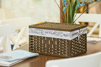 Panier de rangement multifonctionnel rectangulaire en rotin tressé, léger, fabriqué avec précision, avec couvercle, pour vêtements, écologique et moderne