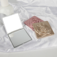 Cadeaux parfaits, miroir de maquillage portable de voyage, petit mini miroir de maquillage en forme de rose, miroir de maquillage pliable carré