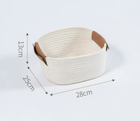 Panier de rangement en coton avec poignée en cuir pliable pour le salon et la chambre à coucher, cadeau de rangement pour la maison