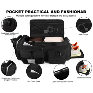Borsa da Viaggio Sportiva Impermeabile Trailpop 50L con Logo Personalizzato, Borsone Nero da Palestra per Uomo - Product Image 4