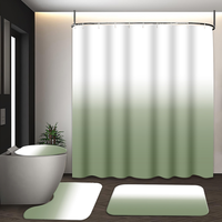 Ensemble de rideaux de douche dégradés Muyu en gros, 4 pièces, tapis antidérapants en polyester, couvercle de toilette, 12 crochets, tissu imperméable