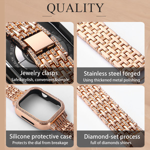 Bling ban nhạc kim loại đồ trang sức Rhinestone kim cương Vòng đeo tay Tương thích cho <span class=keywords><strong>Apple</strong></span> xem trường hợp 38/42mm loạt 3-8 <span class=keywords><strong>6</strong></span> SE cổ tay phụ kiện - Product Image 5