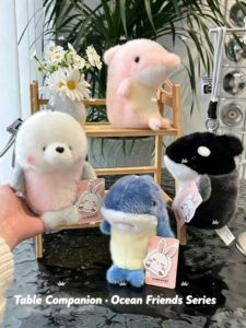 Juego de Peluches de Animales Marinos, con Delfín, Tiburón y Foca, Mini Peluches de Criaturas Marinas para Compañeros de Escritorio y Decoración de Oficina - Product Image 6