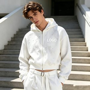 Conjuntos de sudadera con capucha para hombre, sudadera con capucha y pantalones de chándal con bordado 3D, efecto lavado ácido y estampado de mono, 580GSM, ropa para hombre a bajo costo. - Product Image 5