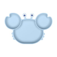 Ensemble Repas Bébé en Silicone Sans BPA de 7 Pièces Motif Crabe, Bavoir, Bol à Ventouse Étanche et Sûr, Inclut une Fourchette pour le Dîner des Enfants