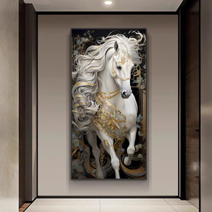 Moderne Simple <span class=keywords><strong>Cheval</strong></span> <span class=keywords><strong>Dessin</strong></span> Mural pour Salon Couloir Cristal Porcelaine Peinture Décorative Suspendue Peinture Toile Couloir - Product Image 1