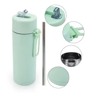 Gobelet isotherme <span class=keywords><strong>personnalisé</strong></span> OEM 20oz bicolore en acier inoxydable 304 avec poignée et paille, compatible lave-vaisselle, double paroi, design esthétique - Product Image 2
