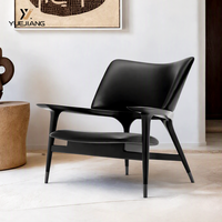 Fauteuil lounge sur mesure, design nordique minimaliste, en bois massif et cuir véritable, fait main, pour la maison, le bureau, le salon, meubles design