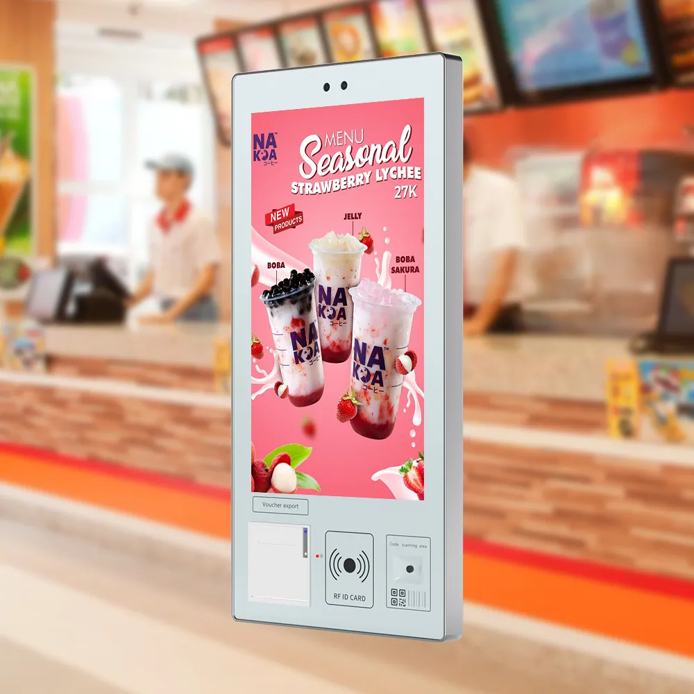 Cheap 21.5" 32" Capacitive Touch Qr Barcode Display 58/80mm Printer Payment Self Ordering Kiosk In Mcdonald's/kfc /restaurant