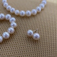 Ensemble de bijoux en perles pour maman, collier, bracelet, boucles d'oreilles, perles d'eau douce rondes de 8 à 9 mm, argent 925, vente en gros pour femmes, personnalisable