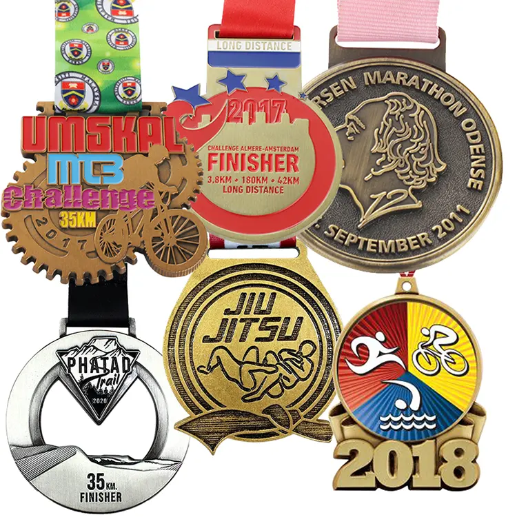 Medalha de metal personalizada 5 Puntas para Campeões, barras de ouro 24K Liga Puro, medalha de São Bento e troféus para atividades