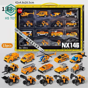 مجموعة نماذج شاحنات إطفاء وسيارات عسكرية معدنية مصبوبة بمقياس 1/64 من سبيكة HS لعام 2023، لعبة هندسية رخيصة للأطفال - Product Image 6