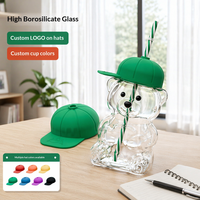 Gobelet en verre créatif avec paille 20OZ, design en forme d'ours, vaisselle multifonctionnelle pour la maison, le bar, le bureau, sans logo