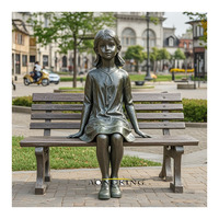 Escultura de bronce de tamaño real para niña con pájaro, estatua de bronce para niños para decoración de parque, esculturas de fundición de Metal para niños personalizadas