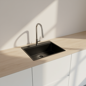 Fregadero de Cocina de Acero Inoxidable Negro, 30 x 22 Pulgadas, de un Solo Tazón, Empotrable, Acabado Mate, Diseño Contemporáneo - Product Image 2