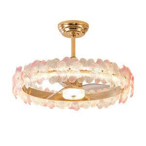 Ventilador LED de lujo moderno, luz colgante, nuevo diseño, Motor de cobre, cristal, tres colores, seis marchas, Control remoto, sala de estar - Product Image 1