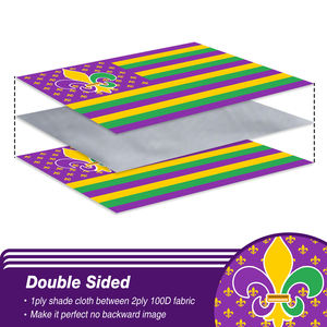 Mardi Gras Thème Drapeau Maison Mur Intérieur Extérieur Décor Articles De Fête avec Étoiles et Rayures et Éléments de La Nouvelle-Orléans - Product Image 2