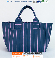 Sac fourre-tout rayé tissé à la main 14L, fabricant sur mesure OEM ODM, sac de courses réutilisable pour femmes, courses, voyages, usage quotidien, vente en gros