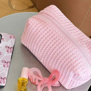 Fabrika özel sevimli pamuk Waffle kozmetik çantası büyük kapasiteli taşınabilir cilt bakımı makyaj çantası Lady çanta hediye için - Product Image 3