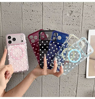 Coque de téléphone magnétique Fashion Circle Dot Candy Color pour iPhone 18 Pro 17 16 15 Pro Max, compatible avec la charge sans fil, transparente et antichoc