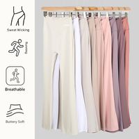 Pantalon de yoga évasé taille haute pour femme en polyester/nylon, séchage rapide, anti-transpiration, taille élastique, logo personnalisé OEM/ODM, MOQ 1 pièce
