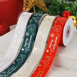 Pita Grosgrain Cetak Natal CHANG YUAN 2cm, Pita Dekorasi untuk Kotak Hadiah, Kue, dan Hiasan Pohon Natal - Product Image 1