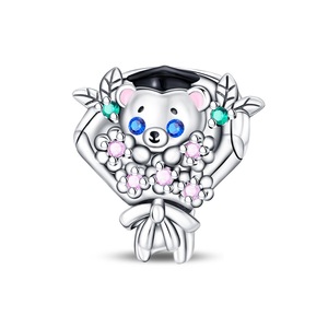 <b>Cute</b> cartoon graduation-themed pendant, made of white brass, DIY <b>bracelet</b> accessory - Product Image 2