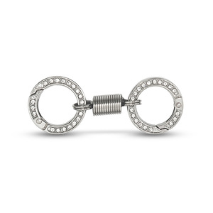 Diamond Encrusted Spring Double <b>Ring</b> Keychain 80mm Alloy Plated Car <b>Key</b> Accessory - Product Image 3