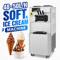 Nouvelle machine à crème glacée molle commerciale 48-50L/H haute capacité 3 saveurs pré-refroidissement qualité industrielle écologique