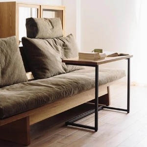 Solid Wood <b>Sofa</b> Wabi Sabi Style Minimalist Design Upholstered Foam Filling Straight Shape <b>For</b> Living Room - Product Image 3