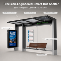 Abri de bus solaire intelligent avec affichage LED double face, résistant aux intempéries, en aluminium, personnalisable OEM pour arrêt de transport et campus