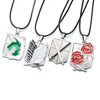 Anime Attack On Titan Shingeki No Kyojin horse Cosplay Statement leather chain Necklaces for gift souvenir
