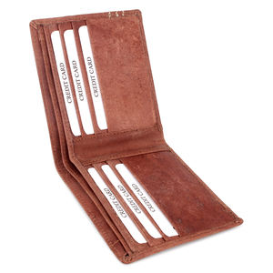 Wholesale Unisex Simple Style Genuine Leather Wallet Open RFID Long Length Money Card Holder Hot <b>Sale</b> Canvas Lining <b>Coin</b> Pocket - Product Image 6