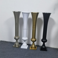 Vase trompette doré en métal, support à fleurs, centre de table pour mariage, décoration de table de mariage