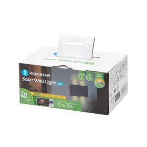 applique solaire LED noire, 2 lumières, 2700K, idéale pour l'éclairage extérieur, réglable et efficace, fournit une lumière d'ambiance et - Product Image 2