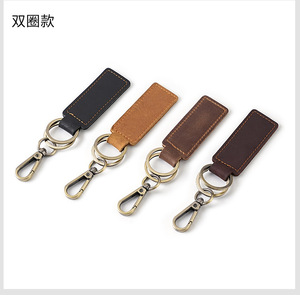 Llavero Retro de Cuero Crazy Horse, Anillo para Llaves de Cuero Vacuno Genuino de Primera Calidad con Gancho Metálico, Duradero, Personalizado y Grabado - Product Image 2