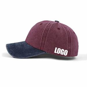 Gorra de Béisbol de Algodón Lavado de 6 Paneles, Estilo Americano Vintage para Hombre, Diseño de Logotipo Personalizado, Parte Superior Suave, Protección Solar, Color en Bloques - Product Image 2