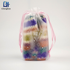 Custom Drawstring Gift Bags Transparent Pe Plastic Cosmetic <b>Storage</b> Bag Portable Rectangle 1-3L With Printed Design - Product Image 4