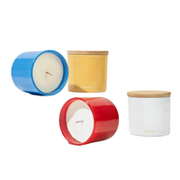 Bocaux à bougies cylindriques en verre jaune de qualité supérieure à parois épaisses avec couvercles sécurisés et emballage en boîte de vente au détail pour l'aromathérapie