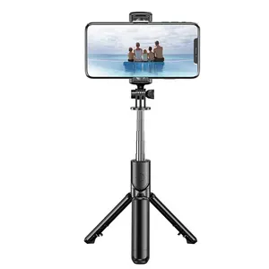 Monopod Universal 3 in 1 360 derajat, tongkat Selfie Tripod untuk ponsel dapat ditarik multifungsi