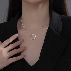 Thời trang đồ trang sức 925 Sterling Bạc Vòng Tròn Mặt Dây chuyền vòng cổ hình học Vòng Tròn Mặt dây chuyền vòng cổ - Product Image 3