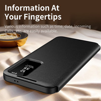 Étui de téléphone à clapet en cuir de luxe VAWI F011 avec fenêtre d'écran externe, anti-chute, pour Samsung S20~S23 S24 S25 Ultra