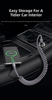 Câble de charge rapide Type-C rétractable à angle droit 100W PD 5A, câble tressé en nylon 1,5m, câble à ressort extensible en cuivre pur