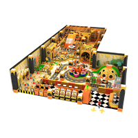 Équipement de terrain de jeux intérieur pour enfants de la marque Origin Company avec carrousel d'arcade, bac à sable, piscine à balles, toboggan, structure d'escalade, parc à thème