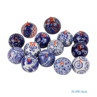 Boule décorative flottante en céramique bleue et blanche de style chinois, faite à la main, pour sapin de Noël et maison, étanche et de haute qualité