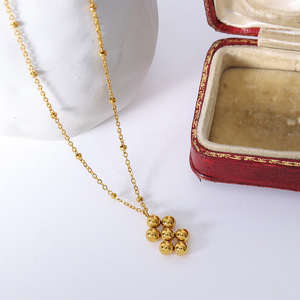 Janice Jewelry Élégant <span class=keywords><strong>Boule</strong></span> Géométrique Fleur Boucle D'oreille et Pendentif Collier Bijoux En Acier Inoxydable Ensemble De Bijoux - Product Image 1