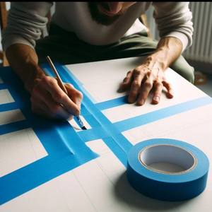 Papier <span class=keywords><strong>de</strong></span> <span class=keywords><strong>masquage</strong></span> <span class=keywords><strong>de</strong></span> peinture en aérosol <span class=keywords><strong>de</strong></span> voiture en caoutchouc bleu direct d'usine adhésif acrylique simple face non résiduel résistant aux hautes températures - Product Image 3