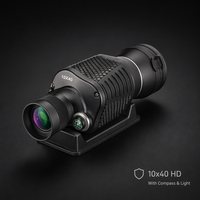 Télescope monoculaire portable 2024 T-10x40 étanche 10X40 pour extérieur, vision nocturne faible luminosité, avec fonction d'éclairage 1000m